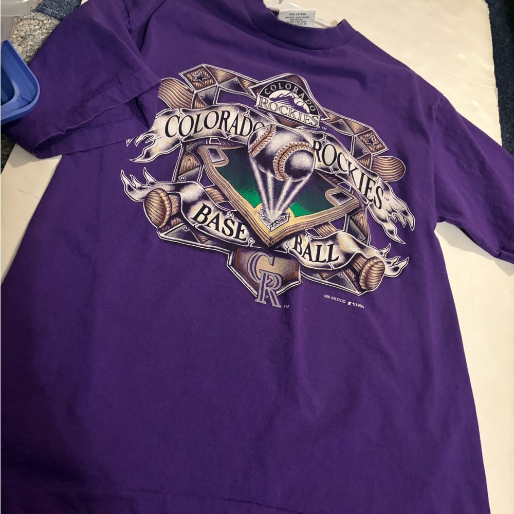 Logo Athletic Purple Rockies Kids Tee